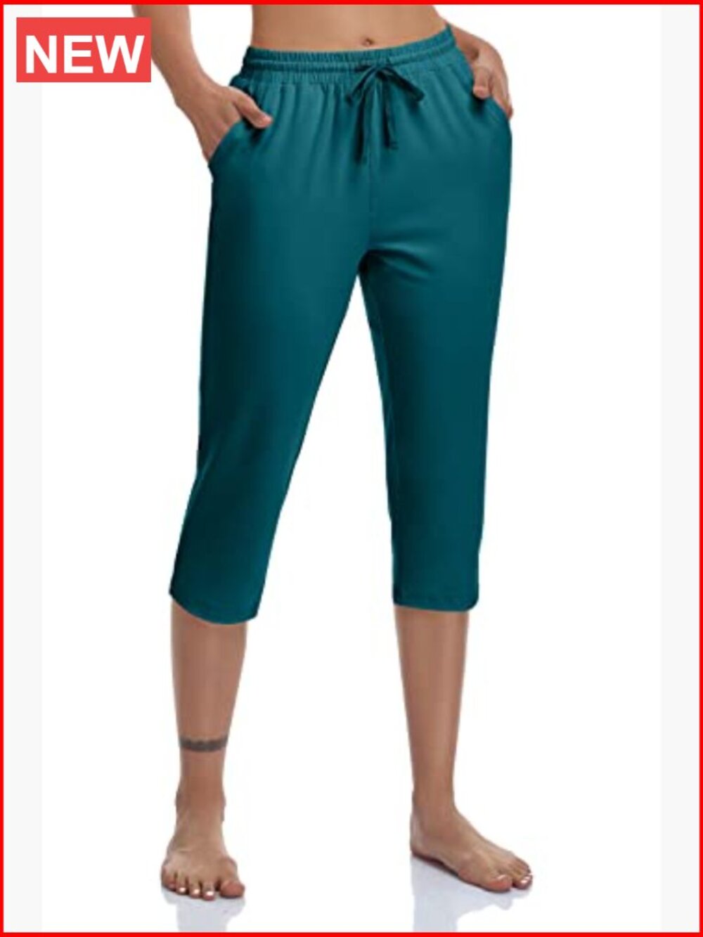 Womens Capri Pants Cotton Jersey Yoga Drawstring Joggers Workout Sweatpants - Picture 3 of 6